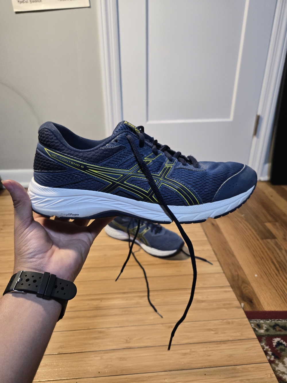 Asics Men's Athletic Running Shoe - Navy with Yellow Accents